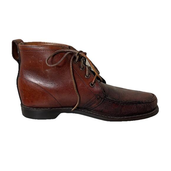 Vtg GOKEY SAUVAGE Brown Leather Chukka Boot Gro-Cord King Ankle Lace Up Men Sz 9 - Picture 3 of 16